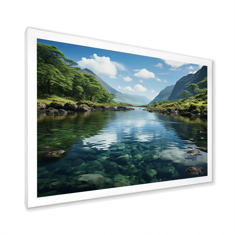 Irlande, Lacs scintillants, H 34 po x l 44 po x P 1,5 po, Cadre simple blanc
