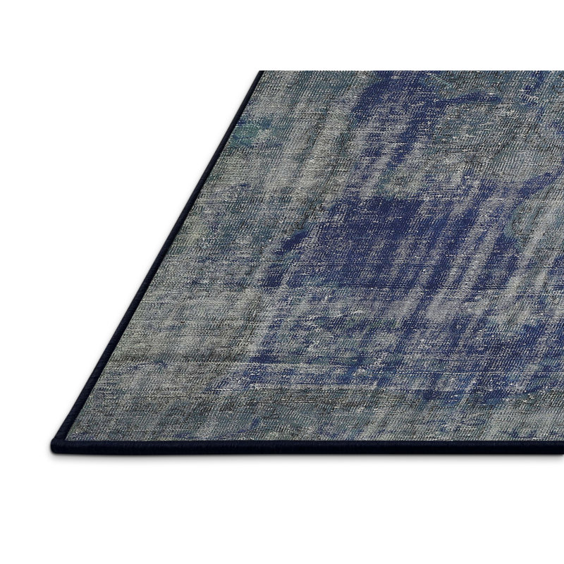 Tapis oriental bleu / gris en laine, Rectangle 7 pi x 10 pi