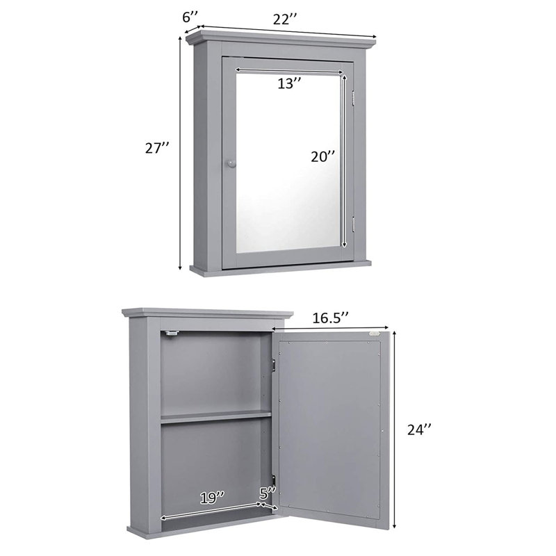 Armoire de rangement pour miroir de salle de bain murale Breakwater Bay, Gris