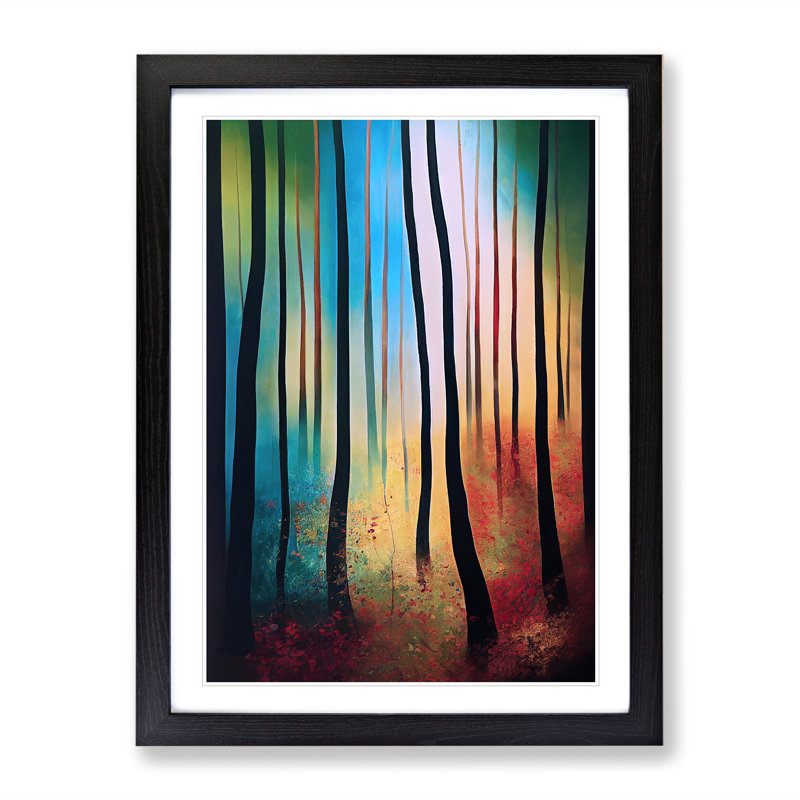 Vibrant Forest No.3 - Wall Art, 36cm H x 27cm W, Black Framed Paper