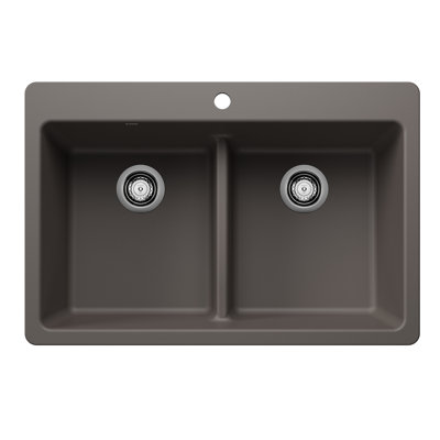 Liven SILGRANIT 33" L x 22" W Double Basin Drop-In/Undermount Kitchen Sink