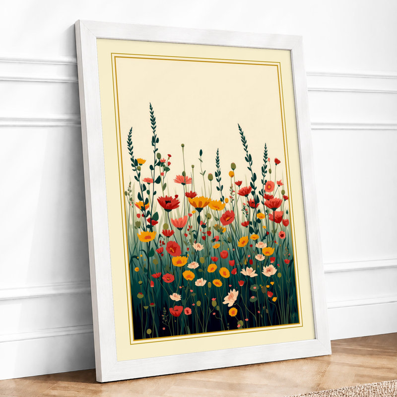 Wildflower Meadow Botanical - Framed Print, A1 - 84.1 x 59.4 cm, White