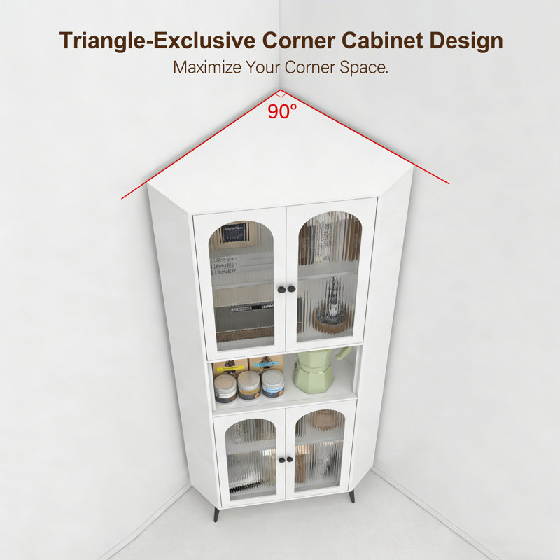 72.8''H Accent Cabinet, Corner Cabinet With Open Shelf