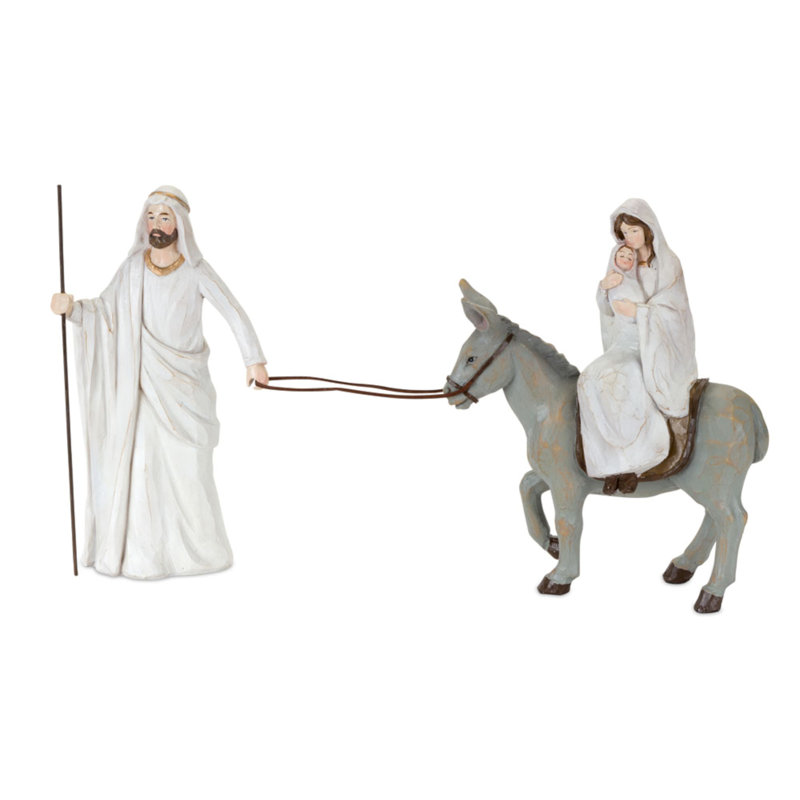 Résine sainte famille avec âne
