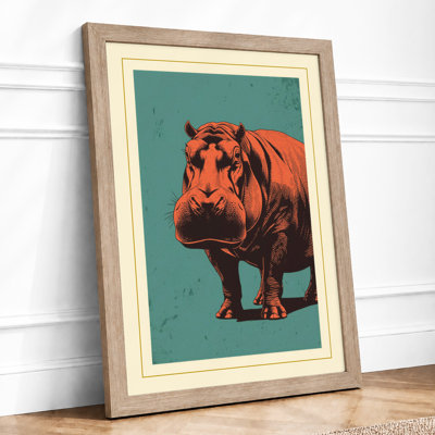 Hippopotamus Presence Rustic - Framed Print