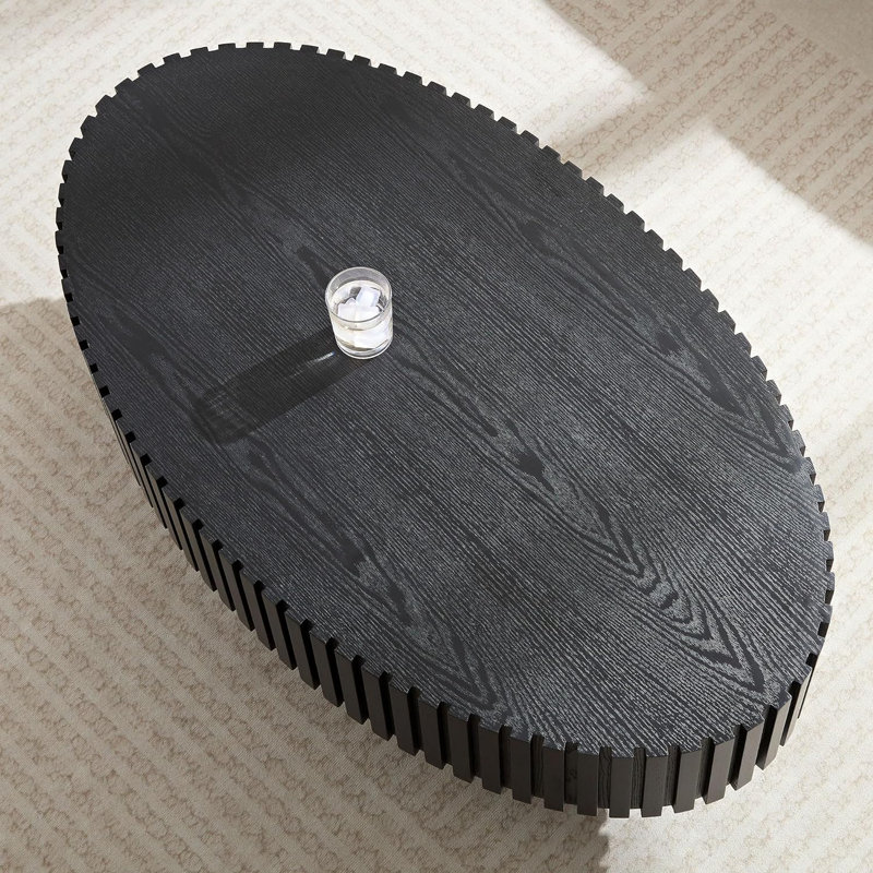 Table basse ovale en panneau de fibres à densité moyenne, Noir, H 13,38 po x l 43,7 po x P 24,8 po