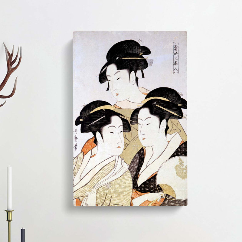 Three Beauties Of The Present Day by Kitagawa Utamaro - Wrapped Canvas, 60cm H x 40cm W x 3cm D