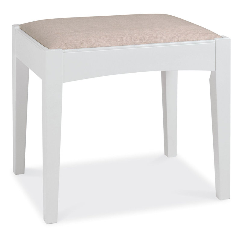 Ziggy Solid Wood Accent Stool, Linen, White