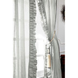 Ruffled Solid Semi-Sheer Curtain Panel Pair