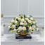 Large Faux White Peony Centerpiece: French Country Gold Vase Arrangement