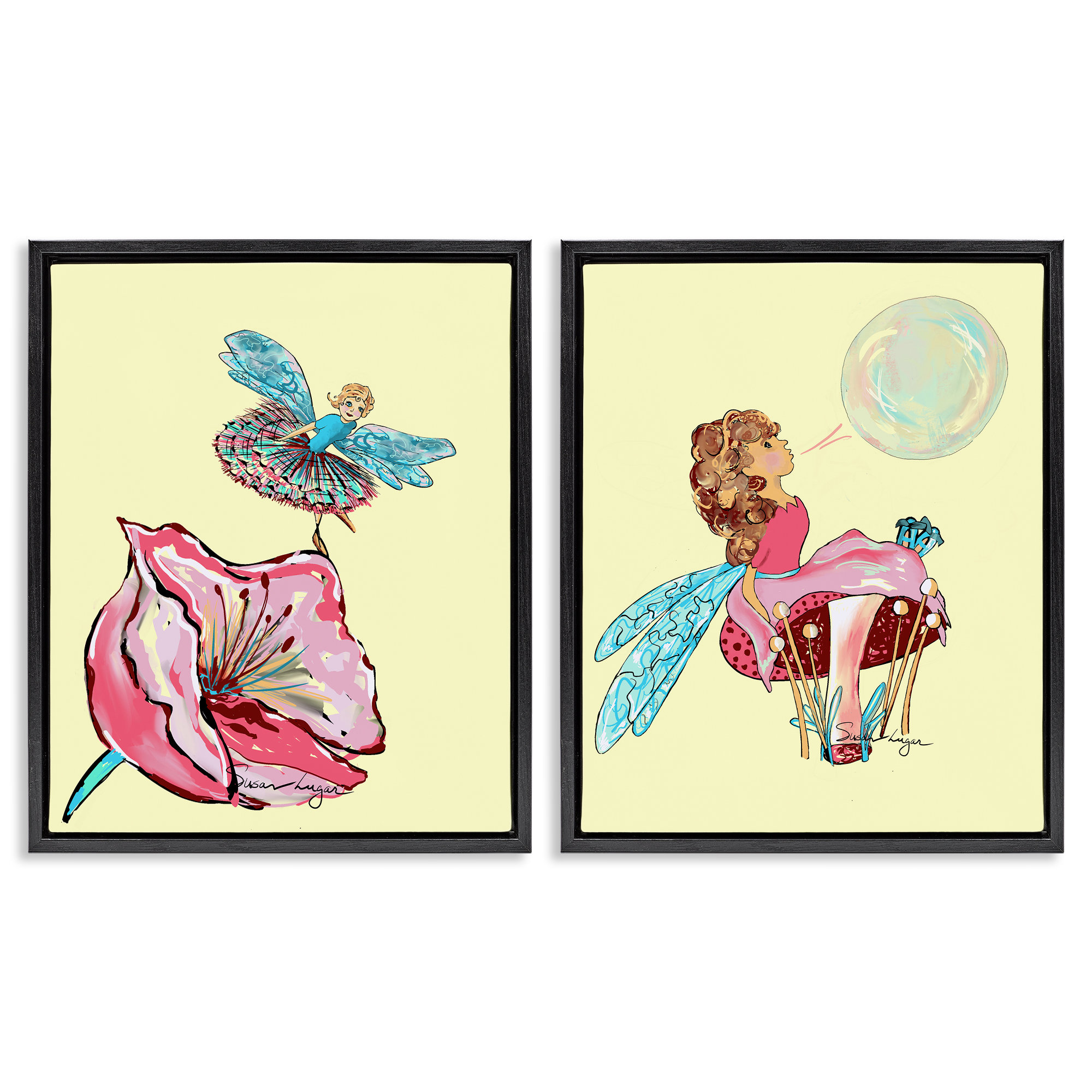 Susan R Frame Latitude Run® Magical Ballerina Fairies 2pc Floating Frame Set, design ...