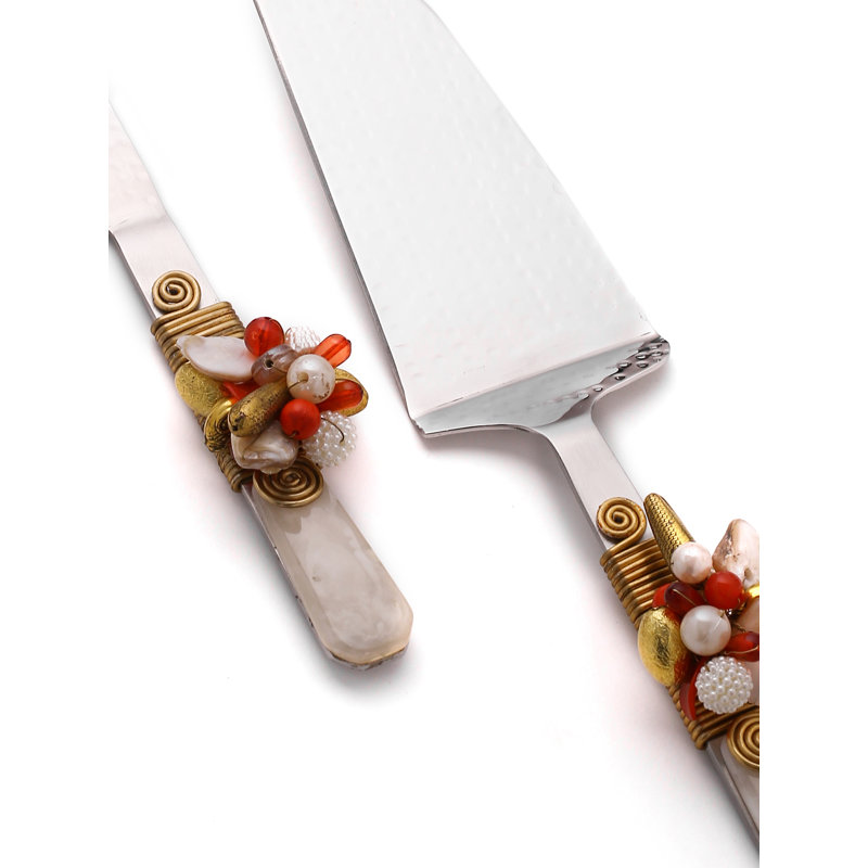 Ensemble de service à gâteau à perles rouges