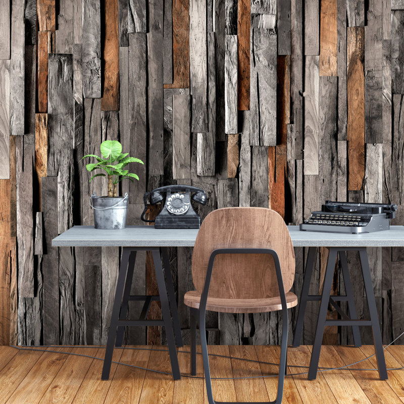 Dyonte Textured Matte Peel & Stick Mural, 441 cm x 315 cm, Grey/Brown