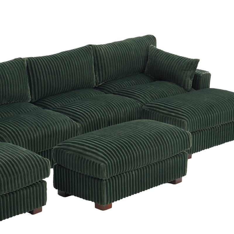 Canapé modulaire réversible 6 pièces en fausse fourrure de lapin, Imitation fourrure verte
