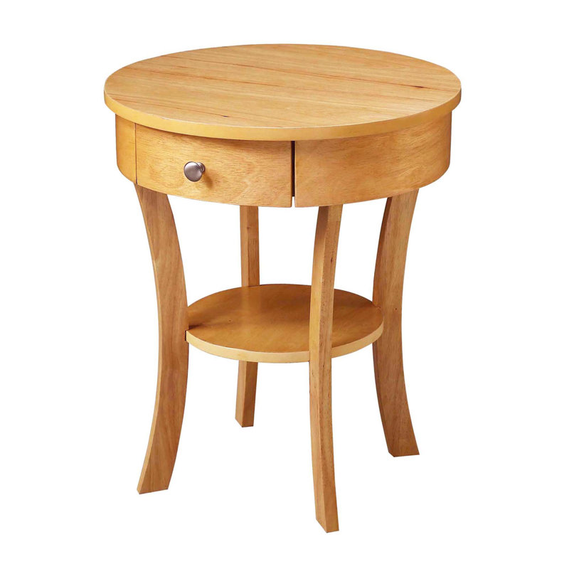 Moravian Solid Wood End Table with Storage, Natural