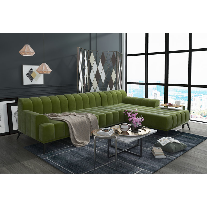 Wallen 3 Seater Corner Sofa, Green
