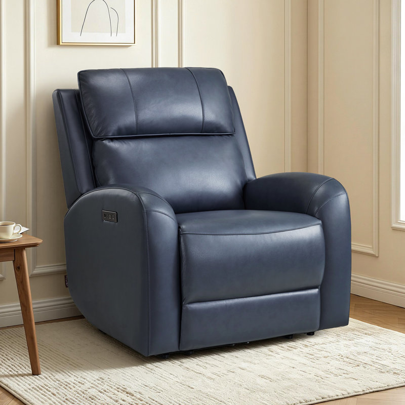 Fauteuil inclinable électrique en cuir avec repose-tête électrique réglable zero clearance recliner , Marine