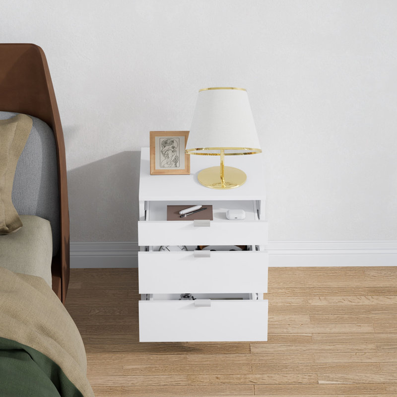 3 Drawers Bedside Table Bt301, White
