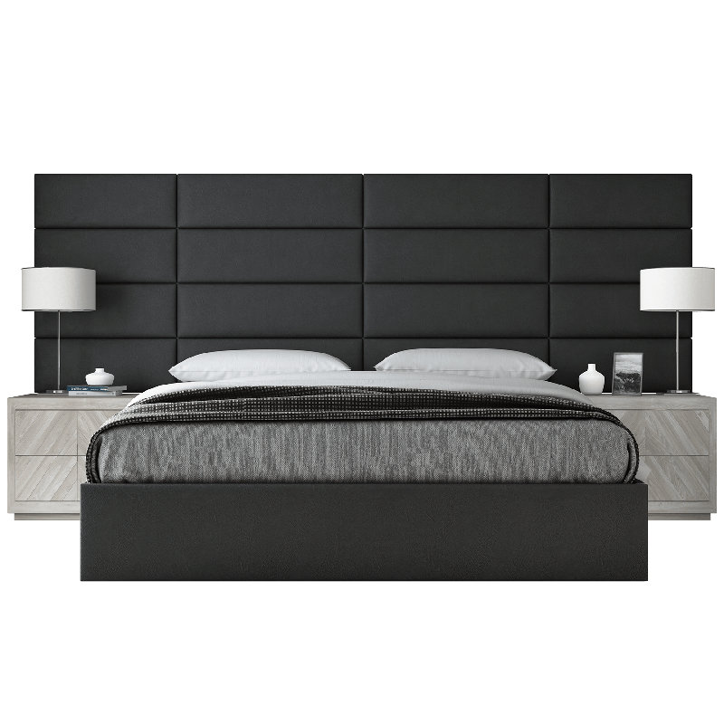 Sapan Upholstered Bed, King, Vintage Leather Jet Black