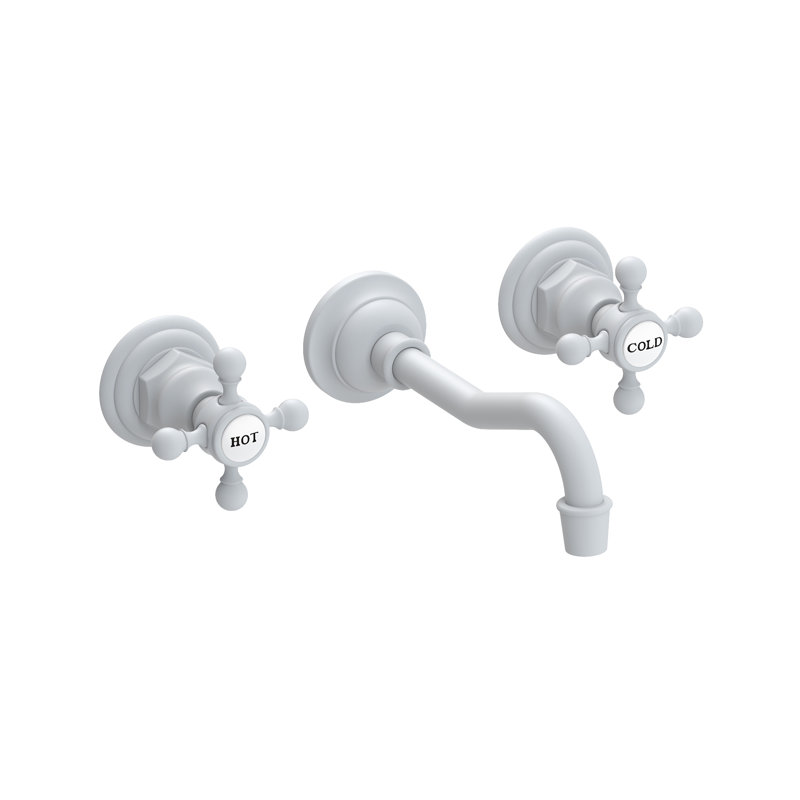 Chesterfield Wall Mount Bathroom Faucet, Matte White