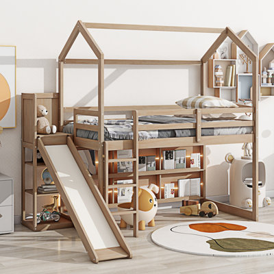 Lit mezzanine avec glissade Wood House