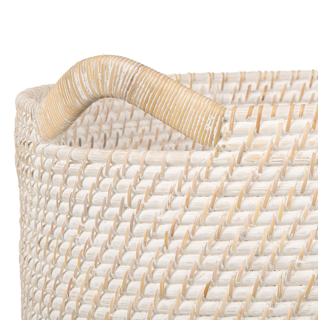 Jettie Rattan Basket With Handles 1, White