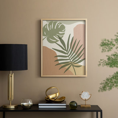 «Mid Century Palm I», reproduction encadrée - bois massif