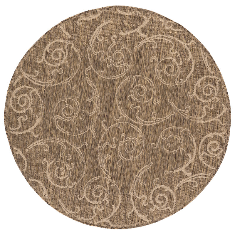 Darryl-James Performance Floral Indoor/Outdoor Area Rug, Round 5'3"
