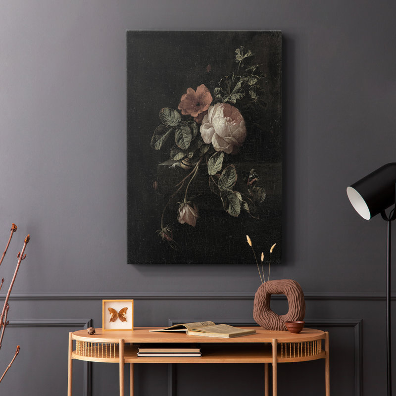 Imprimé floral rétro CXI - galerie enveloppée Cavas, H 27 po x l 18 po