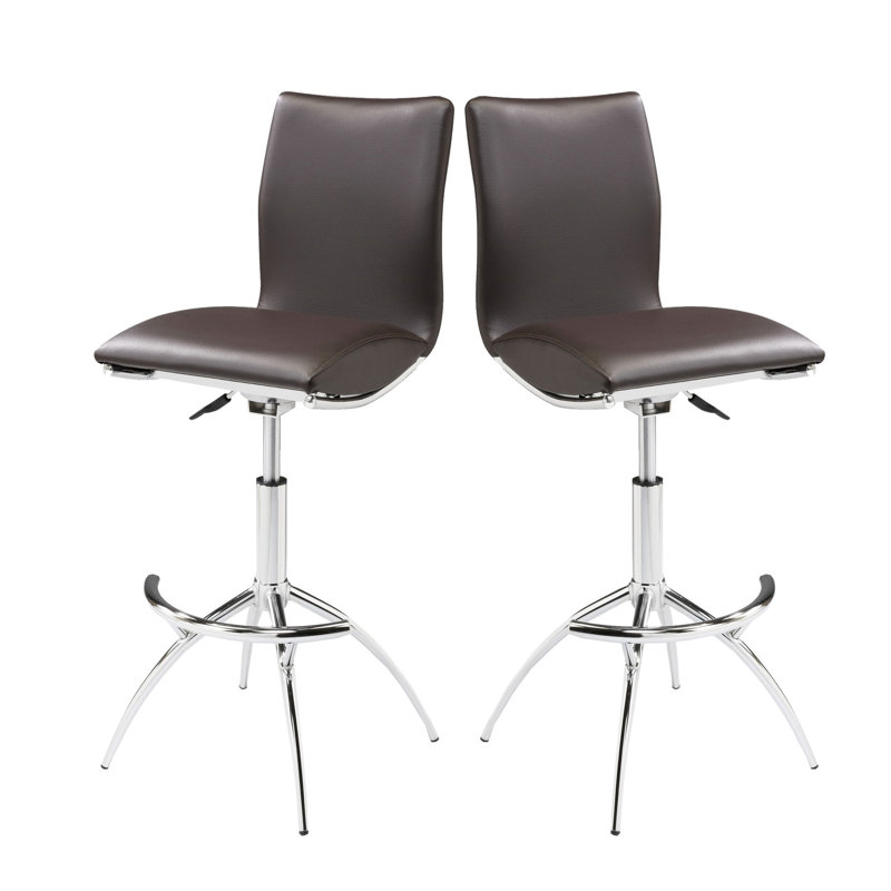 Tabourets de bar contemporains bruns, à hauteur réglable et multicolores en brun, hauteur du siège, assemblage facile, rembourrage en mousse, de 2