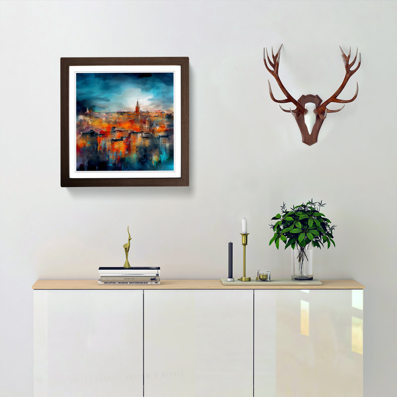 City Of Barcelona Abstract Art No.2 - Framed Print, Walnut