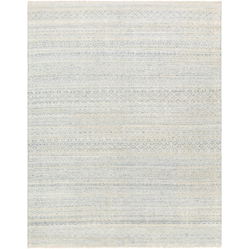 Tapis bleu pâle / beige noué à la main, Rectangle 2 pi x 3 pi