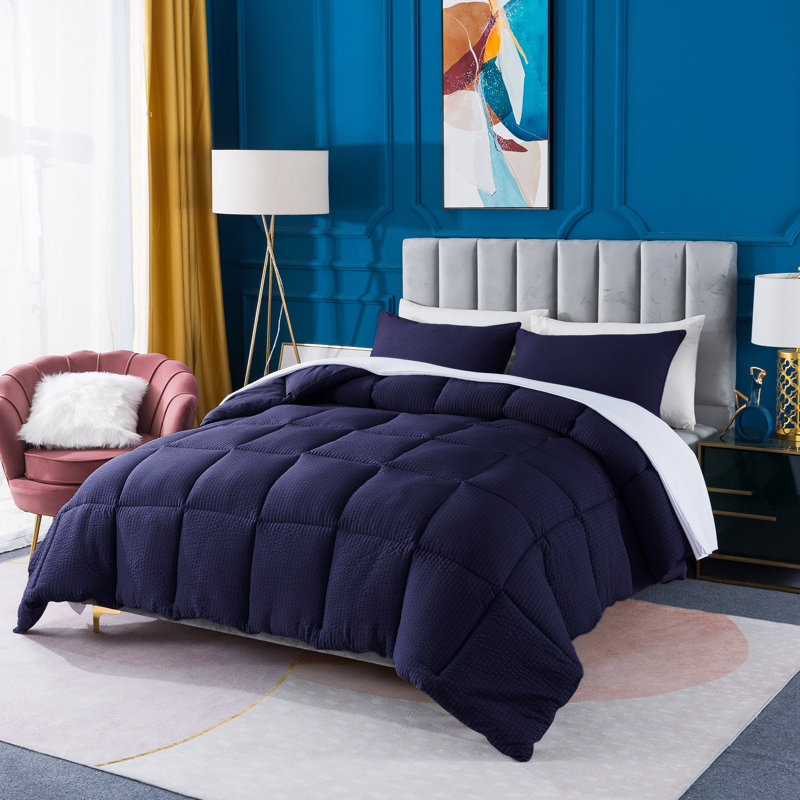 Ensemble d'édredon en duvet synthétique toutes saisons en duvet synthétique doux, Marine