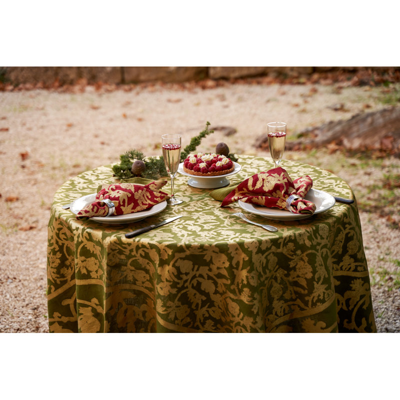 Saint-Rémy DOr Handmade Floral Tablecloth, Vert