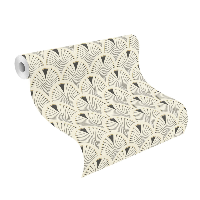 Studer Non-Pasted Geometric Wallpaper Roll, Cream