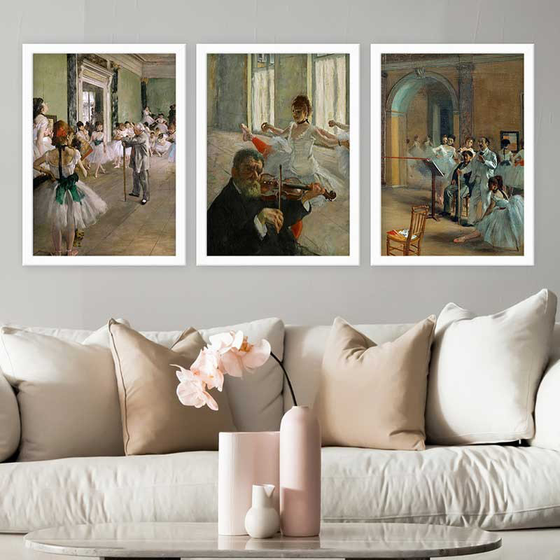 Ensemble de 3 peintures élégantes encadrées décoratives, 13,8 x 17,7 pouces chacune | 100% bois avec cadre 100% polystyrène (épaisseur: 0,8 pouce) | Impression numérique UV, parfaite pour le salon et la décoration intérieure