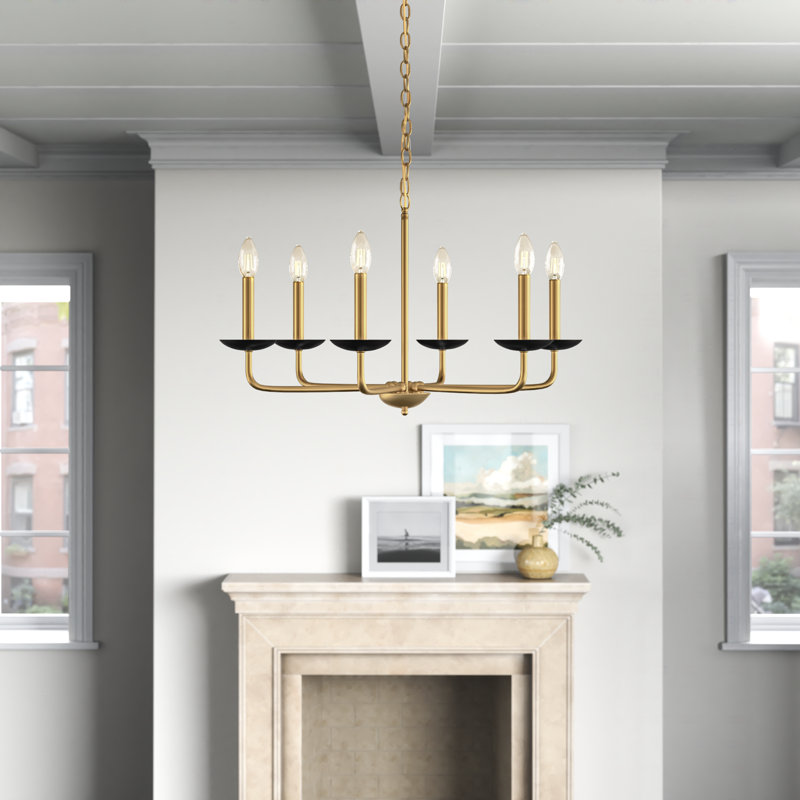 Baltray 6-Light Dimmable Steel Chandelier, Black, 18.5" H x 30" W x 30" D