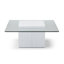 Table basse carrée moderne en verre trempé blanc avec base sculptée en 3D - 95 cm