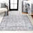Brandy Rustic Border Low-Pile Machine-Washable Light Gray/Blue Rug-1149008974