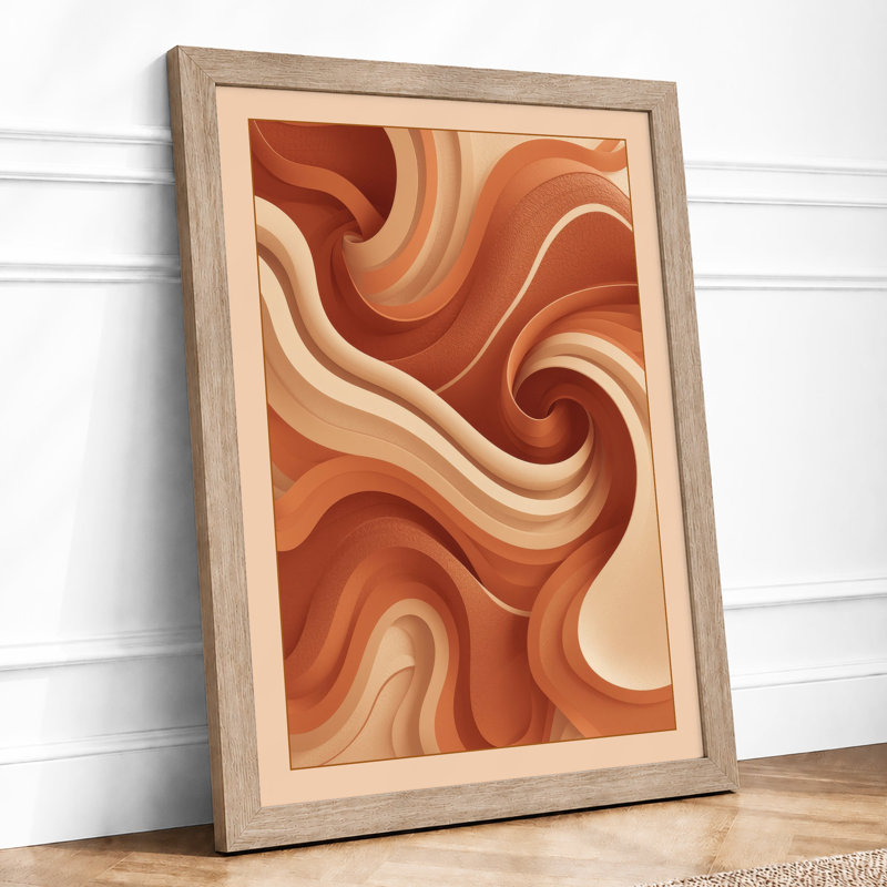 Flowing Earth Forms Abstract - Framed Print, A1 - 84.1 x 59.4 cm, Oak