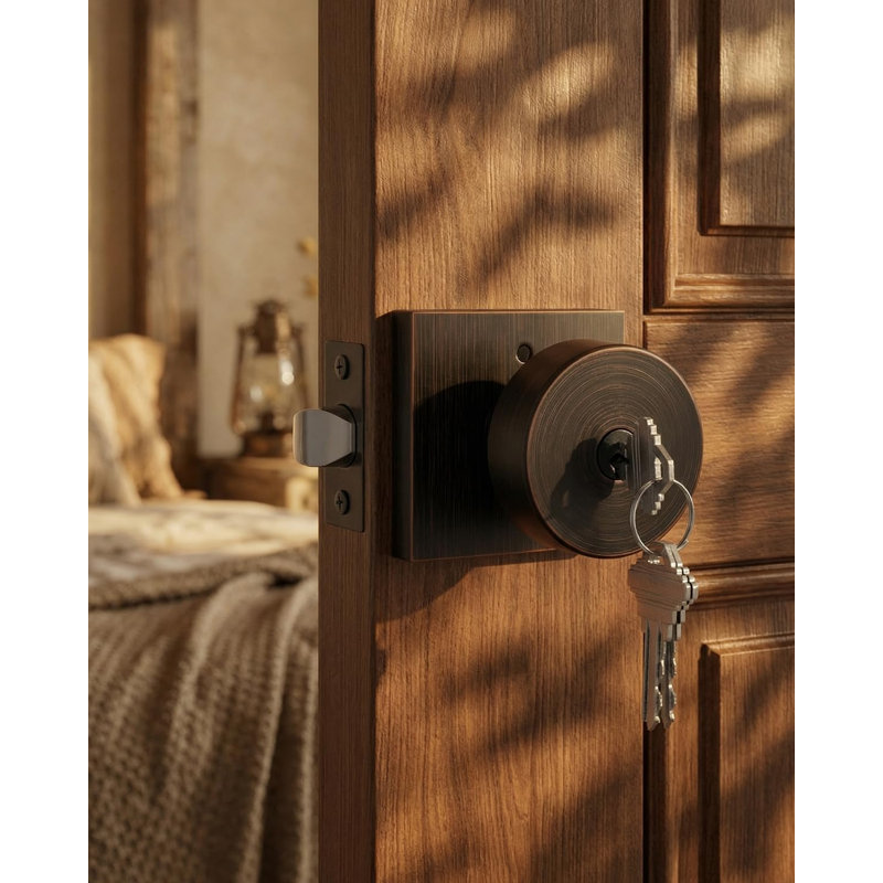Poignées de porte d'entrée en bronze huilé avec serrure à clé, en alliage de zinc, différentes finitions bronze, pour bureau, rangement et entrée, réglables et réversibles - Paquet de 6