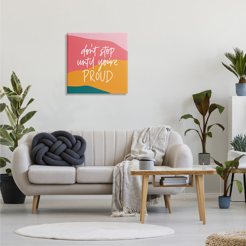 Colorful Abstract Canvas Wall Art with Motivational Quote, 24 x 24