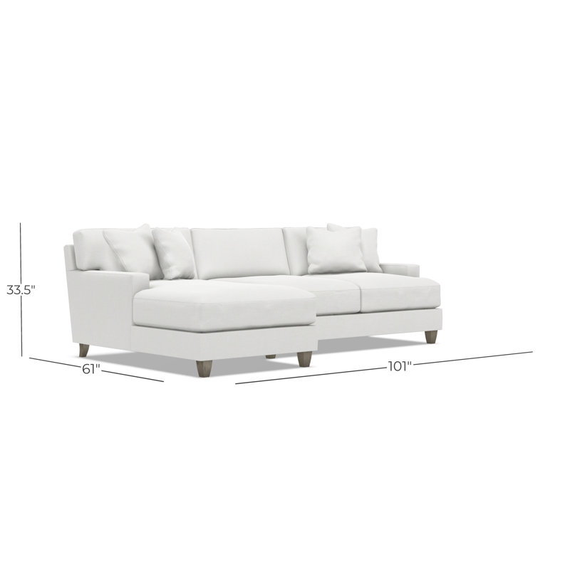 Mila 2-Piece Fabric Sectional, White Polyester Blend, Left Hand Facing, 33.5" H x 101" W x 61" D