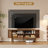Mid-Century Modern Fluted Oval Tv Stand With Built-In Power Outlet To Fits Up To 75" Tvs-1057991657