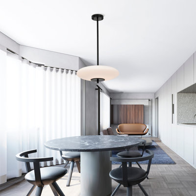 Caio Pendant Light With Oval Disk Frosted Glass Shade