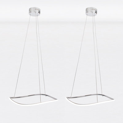 Set Of 2 Polished Chrome LED Ripple Fittings