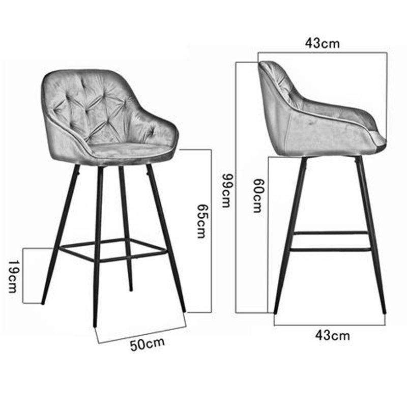 Johnie Counter Stool with Metal Frame, Grey