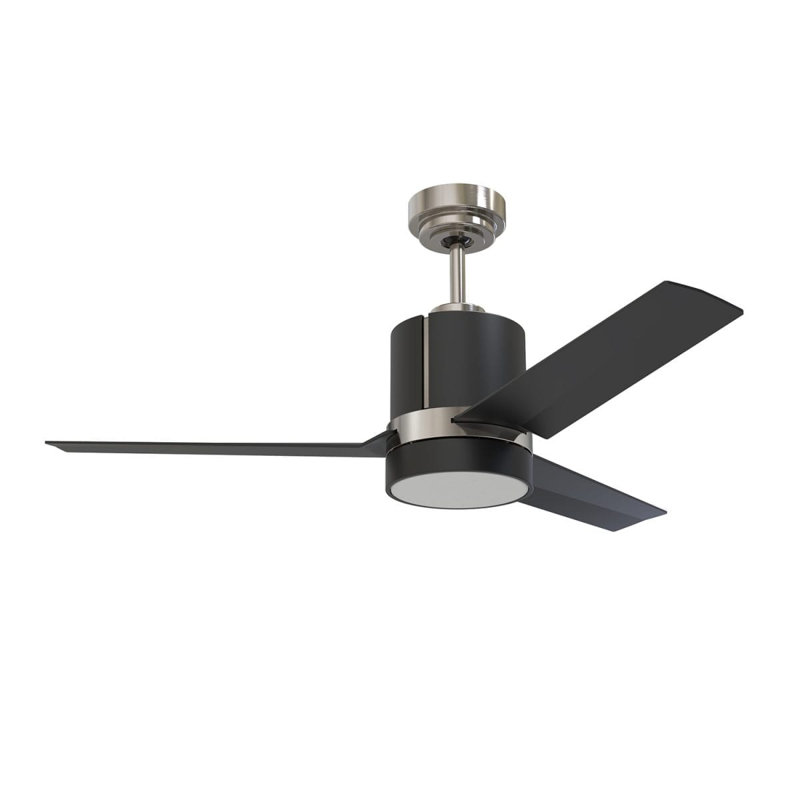 Ventilateur de plafond en nickel satiné Trinity 44 avec ensemble d'éclairage DEL et télécommande - Modern Home Modern, Noir