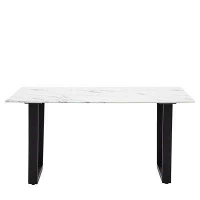 Asami Glass Top Metal Base Dining Table