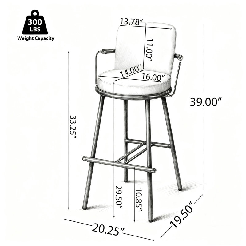 Tabouret de bar rembourré avec structure en métal